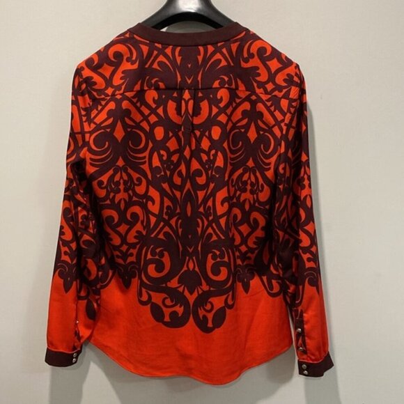New York & Company Red Button Down Blouse Size Large - Picture 12 of 16